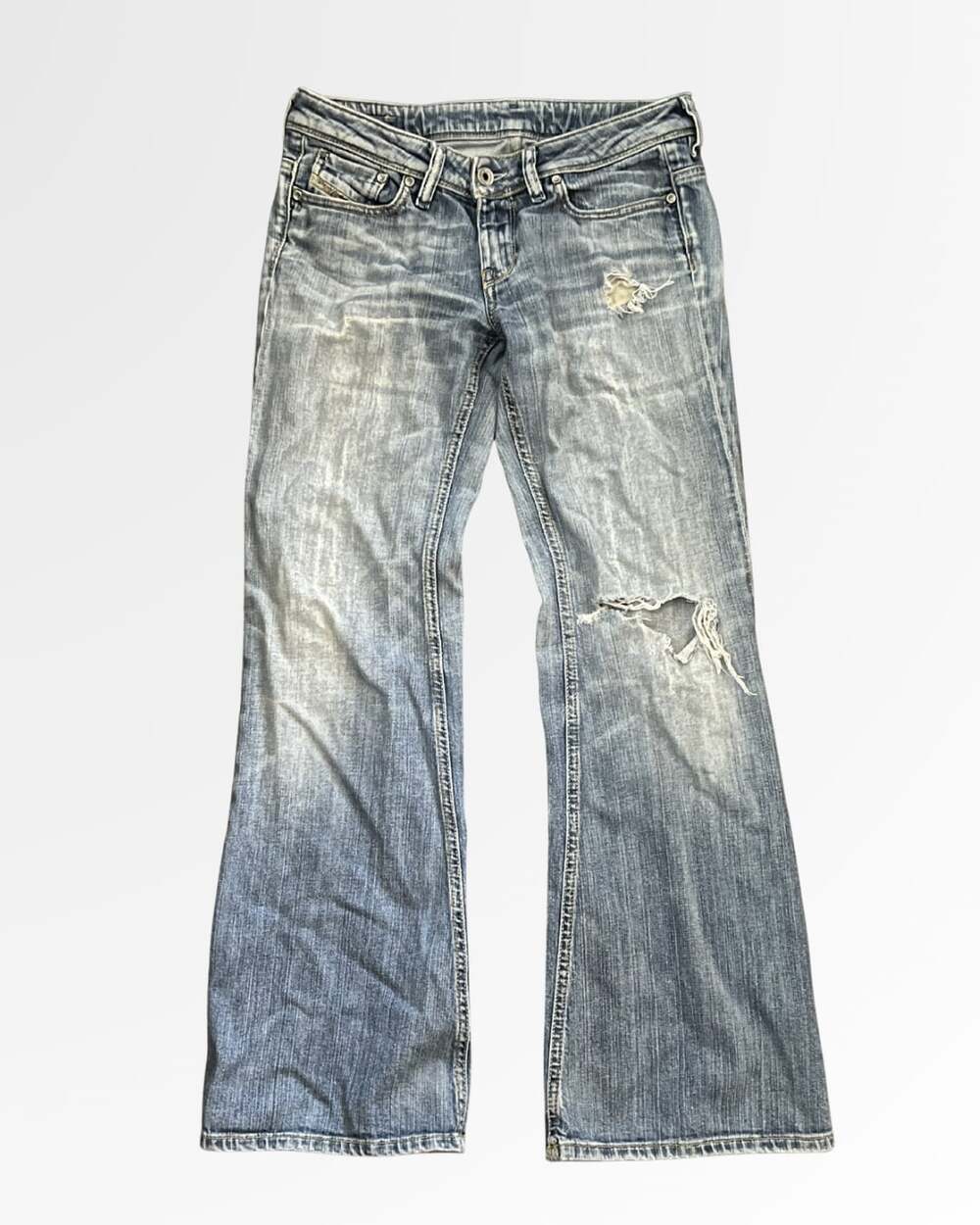 Diesel Vintage Distressed Low Rise Flare Jeans